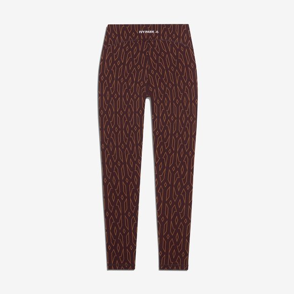 Adidas Women's Brown Red Ivy Park Monogram Sheer Panel Tights HB8411 - Picture 3 of 7